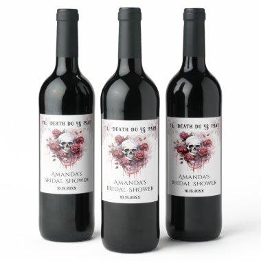 Till Death Rose Skull Gothic  Wine Label