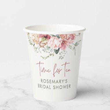 Time For Tea Boho Floral  Paper Cups