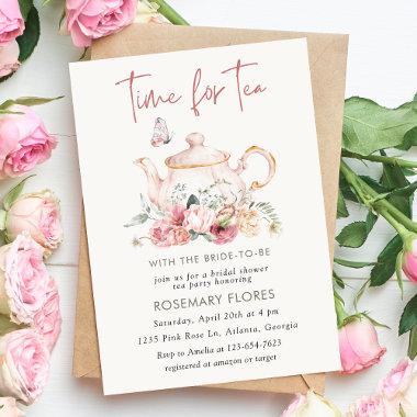 Time For Tea Boho Teapot Bridal Shower Invitations