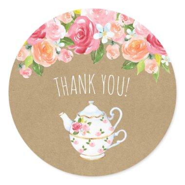 Time for tea  thank you favor classic round sticker