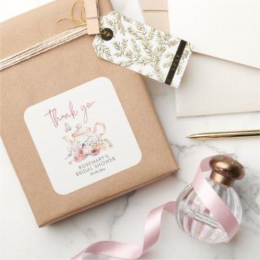 Time For Tea Bridal Shower Thank You Square Sticker