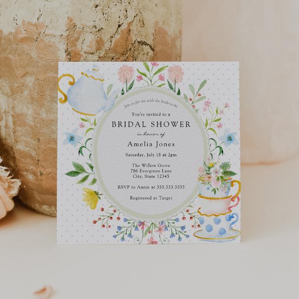 Time for Tea Bridal Shower Wildflower Invitations