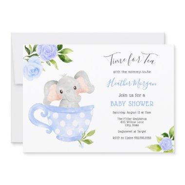 Time for Tea Elephant Baby Shower Invitations