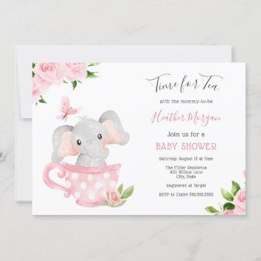 Time for Tea Elephant Baby Shower Invitations