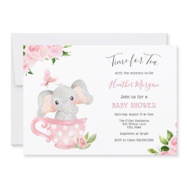 Time for Tea Elephant Baby Shower Invitations