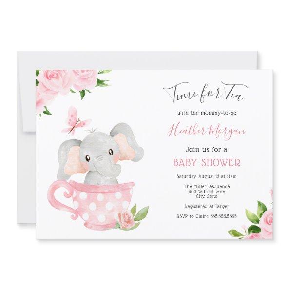 Time for Tea Elephant Baby Shower Invitations