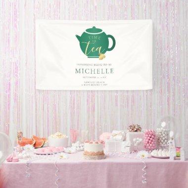 Time for Tea Emerald Gold Bridal Shower Welcome Banner