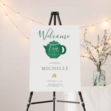 Time for Tea Emerald Gold Bridal Shower Welcome Foam Board