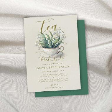 Time for Tea Emerald Lily Valley Bridal Shower Invitations