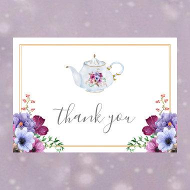 Time For Tea Floral Bridal Shower Thank You Invitations