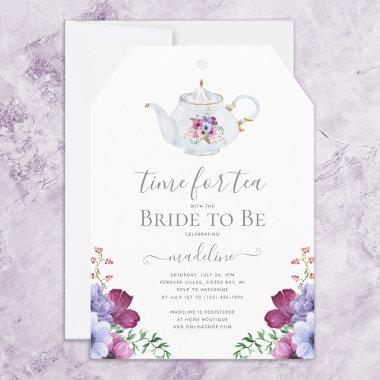 Time For Tea Floral Vintage Bridal Shower Invitations