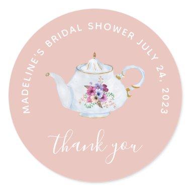 Time For Tea Vintage Bridal Shower Thank You Classic Round Sticker