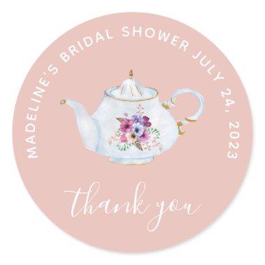 Time For Tea Vintage Bridal Shower Thank You Classic Round Sticker