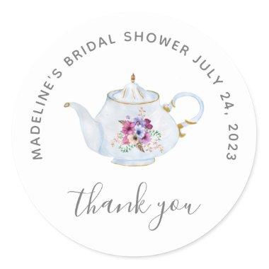 Time For Tea Vintage Bridal Shower Thank You Classic Round Sticker