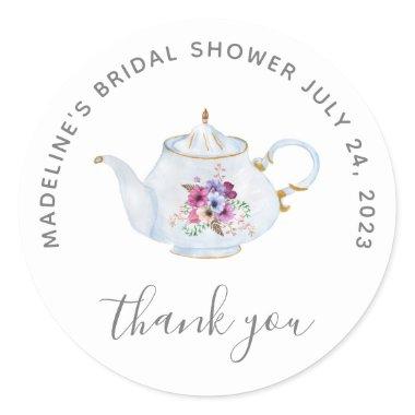 Time For Tea Vintage Bridal Shower Thank You Classic Round Sticker