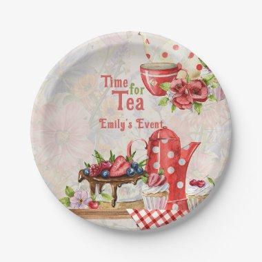 Time for Tea! Vintage Retro Afternoon Tea Party Paper Plates