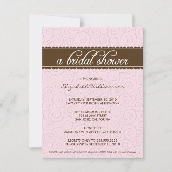 Timeless Bridal Shower Invite (pink/chocolate)