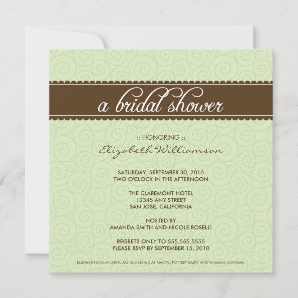 Timeless Bridal Shower Invite (sage/chocolate)