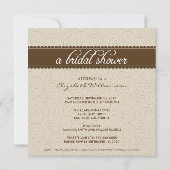 Timeless Bridal Shower Invite (taupe/chocolate)