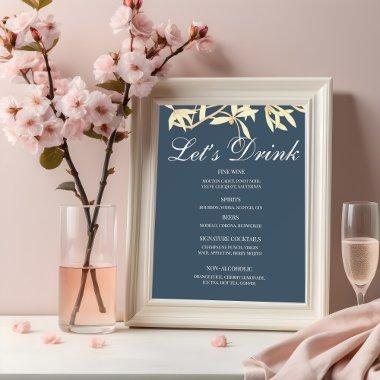 Timeless Floral Symphony in Blue Menu Bar Foam Board