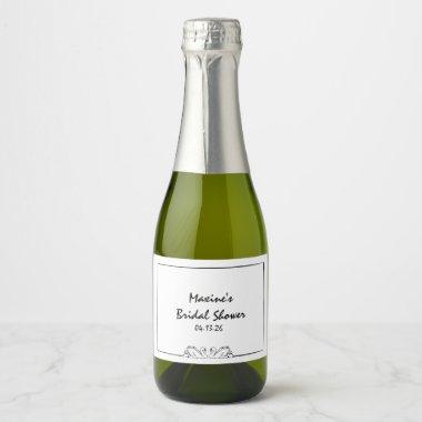 Timeless Handwritten Swan Bridal Shower Champagne Sparkling Wine Label