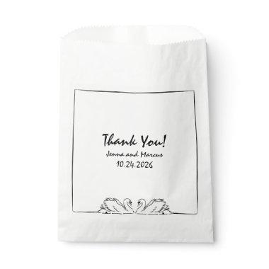 Timeless Handwritten Swan  Thank You Favor Bag