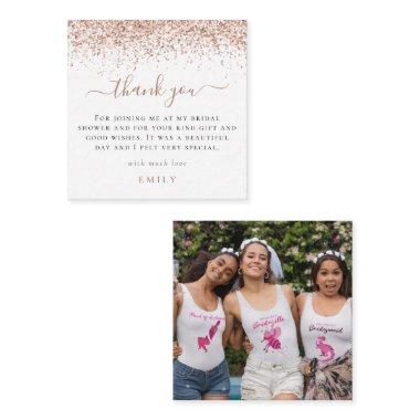 TINY SIZE Glitter Photo Bridal Shower Thank You Note Invitations