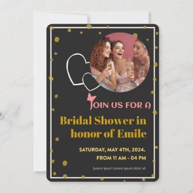 Tip-to-Toe Glitter Bride's Bash in Golden Splendor Invitations