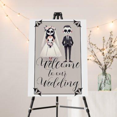 Tip Toe Sugar Skull Bride & Groom Engagement Party Foam Board