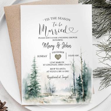 Tis the season to be married Pine Trees Invitations