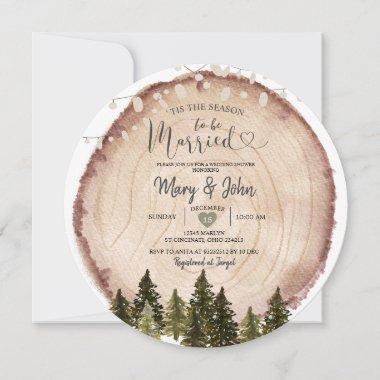 'Tis the season to be married Rustic Wood Invitations