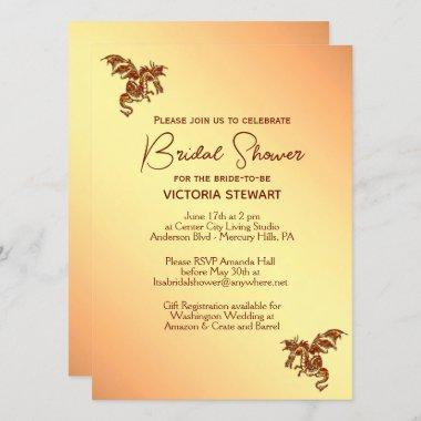 Titian Dragon Fantasy Bridal Shower Invitations