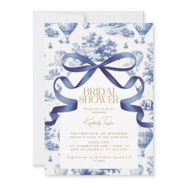 Toile De Jouy Dusty Blue Bow