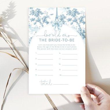 Toile Eiffel tower How old was the bride game