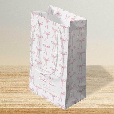 Toile Pink Bow Tying The Knot Blue  Small Gift Bag