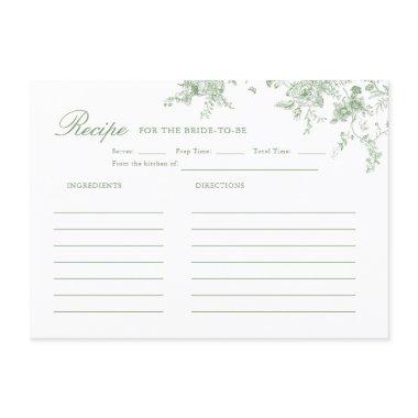 Toile Sage Green Floral  Recipe Enclosure