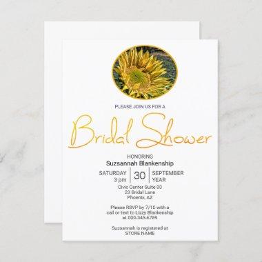 Top Border Sunflower Oval Photo Bridal Shower Invitations
