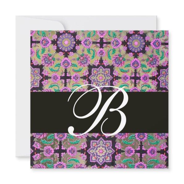 TOPKAPI GREY BLACK PINK DAMASK MONOGRAM green