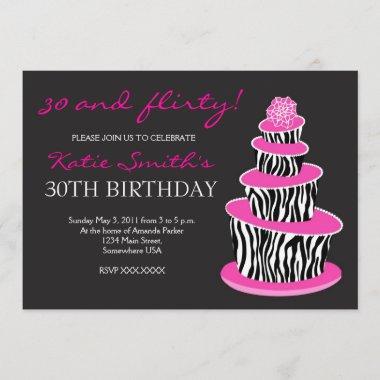 Topsy Turvy Zebra Cake Birthday Invitations
