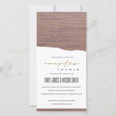 TORN PAPER RAW SILK PATTERN COUPLES SHOWER INVITE