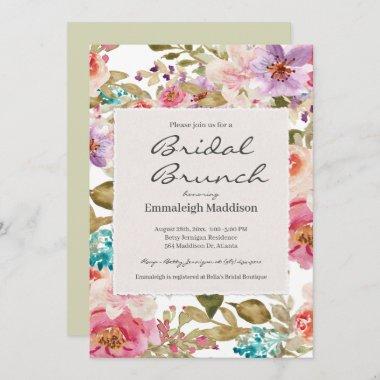 Torn Paper Spring Melody Floral Bridal Brunch Invitations