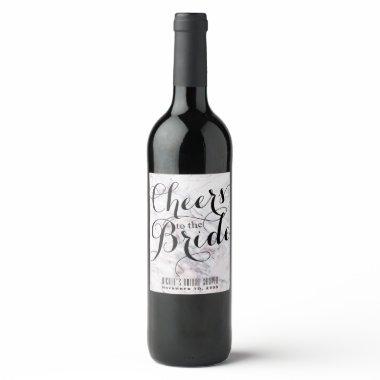 Touch of Rose White & Grey Marble Swirl Chic Wine Wine Label