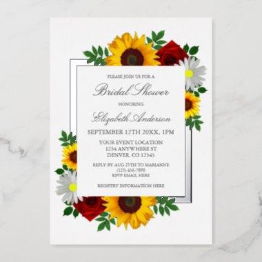 Traditional Floral Bridal Shower Foil Invitations