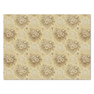 Traditional Floral Pearls and Lace Wedding Tissue Paper