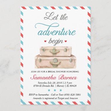 Travel Adventure Suitcase Bridal Shower Invitations