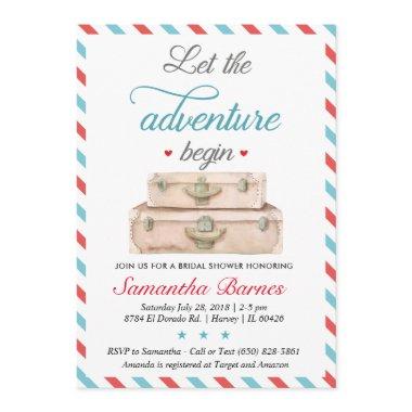 Travel Adventure Suitcase Bridal Shower Invitations