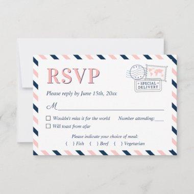 Travel Airplane Airline Wedding Engagement Party RSVP Card