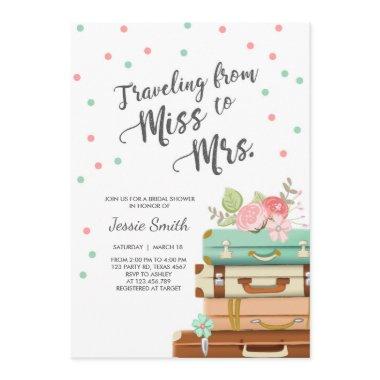 Travel Bridal shower Invitations Miss to Mrs