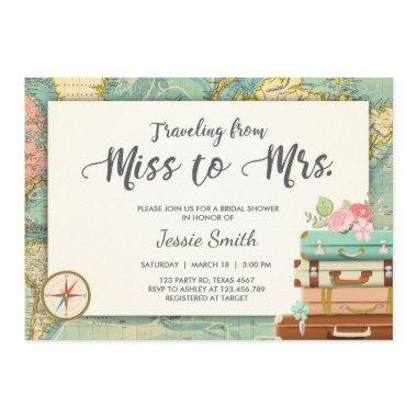 Travel Bridal shower Invitations Miss to Mrs