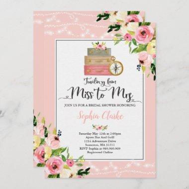 Travel Bridal Shower Invitations Miss To Mrs Floral